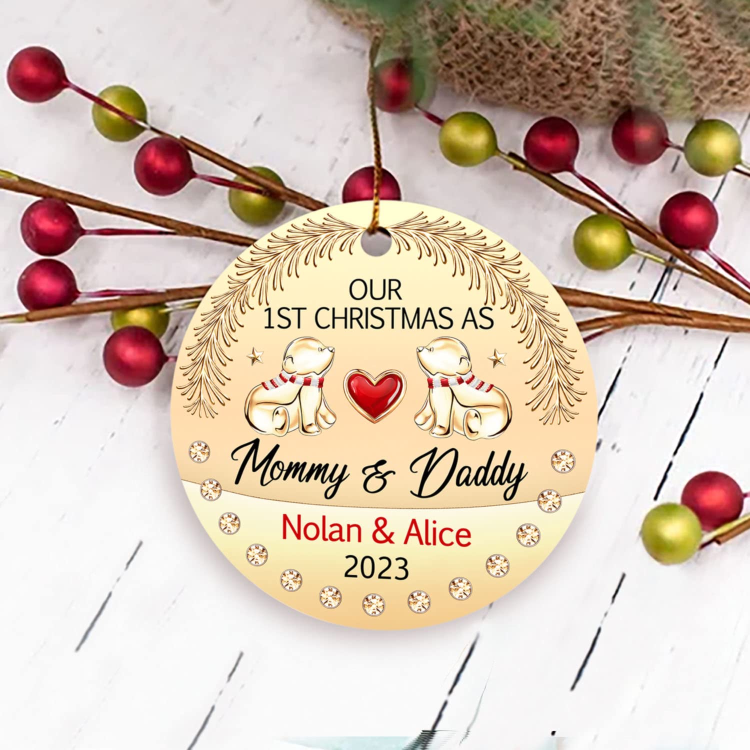 Amazon.co.jp: 新親 クリスマスオーナメント 2022 Our 1st Christmas